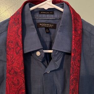 Banana Republic Blue Men's Shirt with Red Paisley Tie